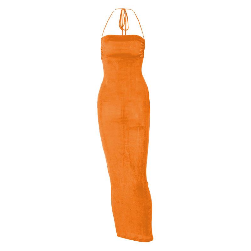 Halter Criss Cross Tie Back Cowl Back Maxi Dress 15