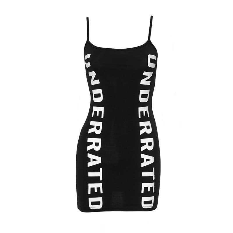 Letter Print Contrast Backless Cami Mini Dress 2