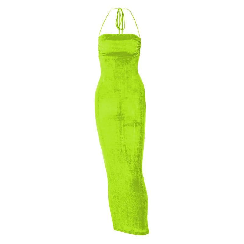 Halter Criss Cross Tie Back Cowl Back Maxi Dress 10