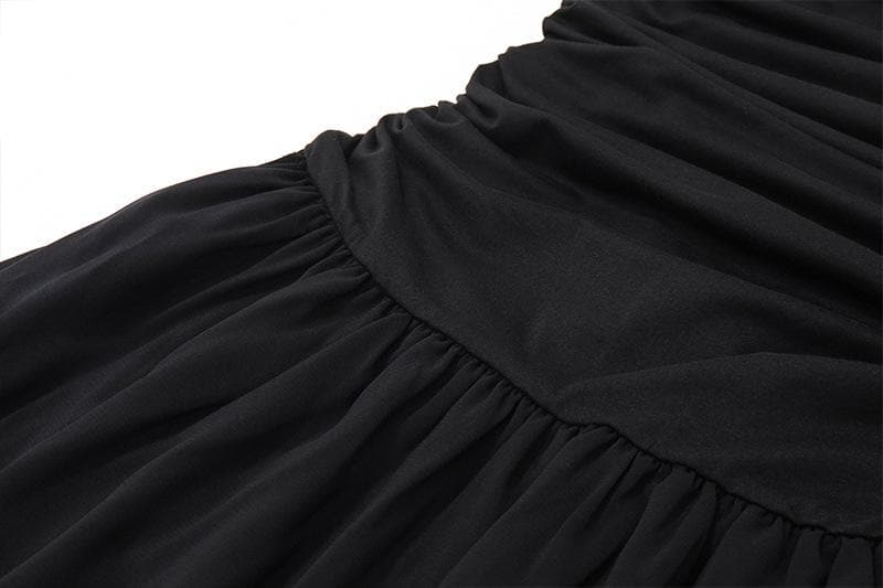Square Neck Wide Strap Ruched Bodice Dropped Waist Gathered Maxi Dress 6