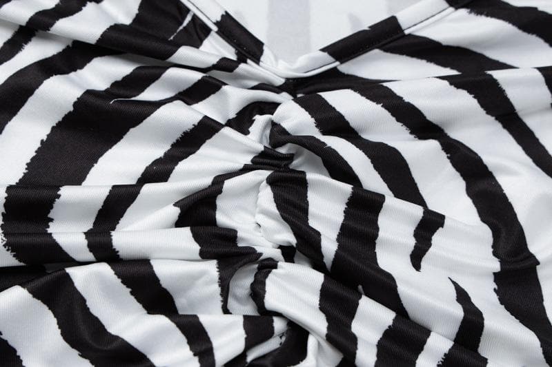 Off Shoulder Long Sleeve Zebra Print Bodycon Maxi Dress 6