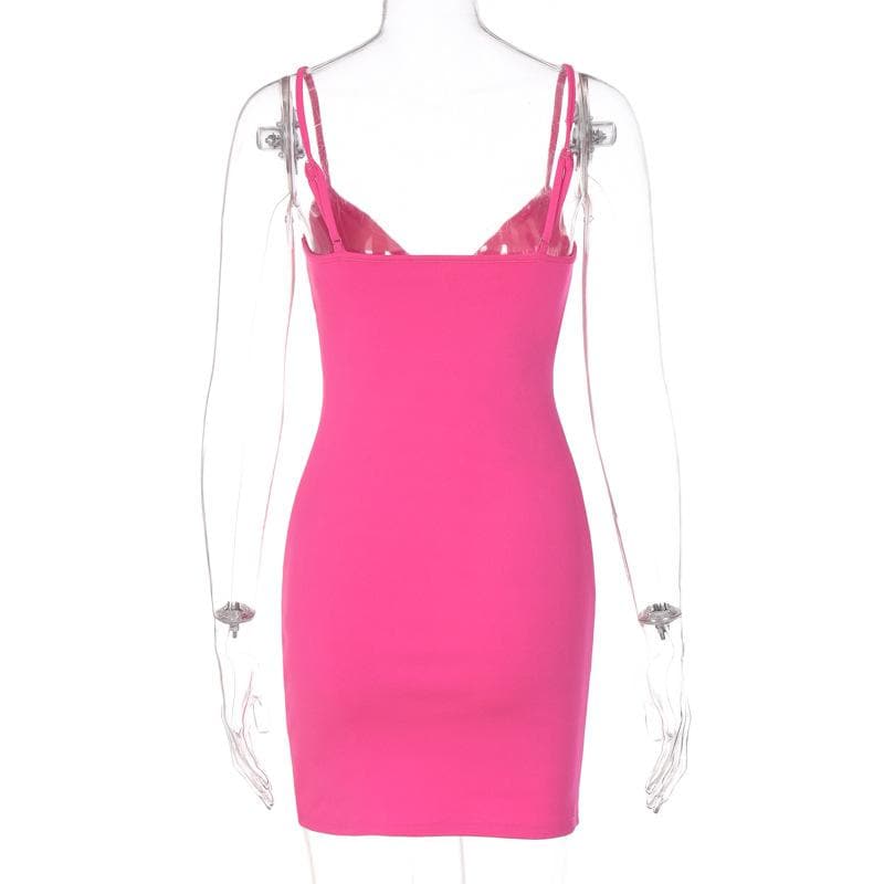 Deep V Bustier Spaghetti Strap Side Slit Bodycon Mini Dress 4