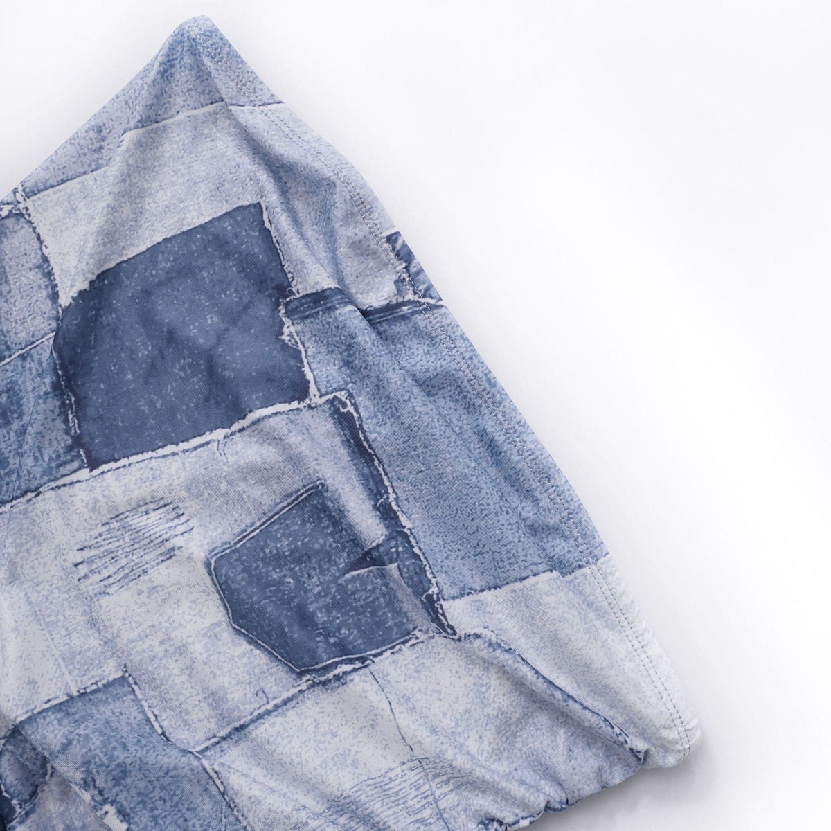 Strapless Denim Patchwork Ruched Drawstring Asymmetric Hem Mini Dress 5