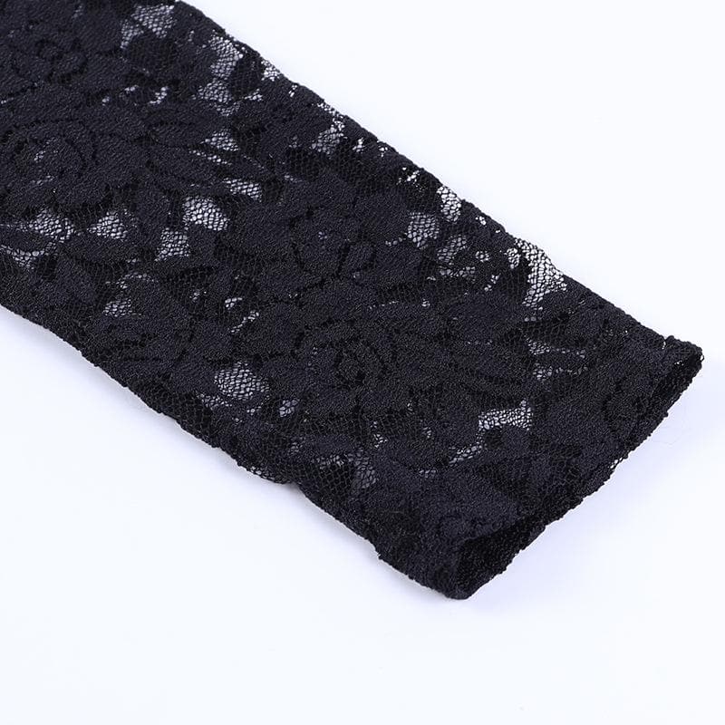 Mock Neck Floral Lace Long Sleeve Velvet Skirt Feather Trim Mini Dress 6