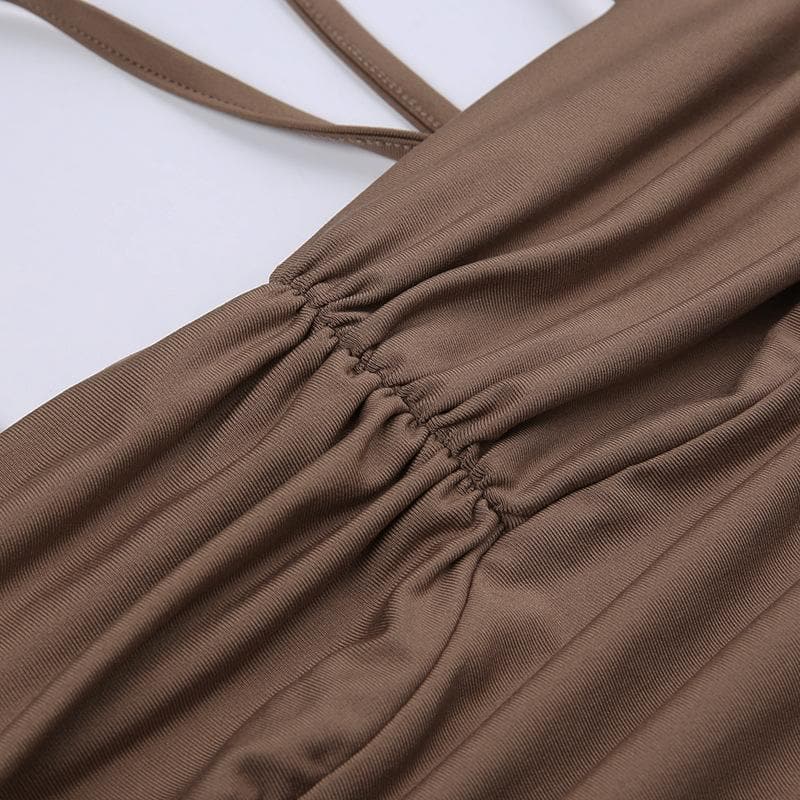 Chain Link Strap Ruched Asymmetric Bodycon Mini Dress 6