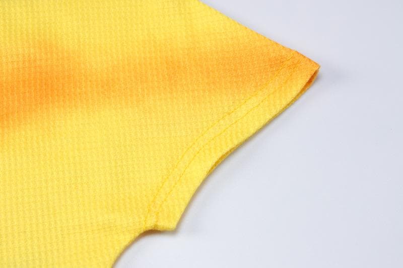 Ribbed Knit Tie Dye Gradient Mock Neck Short Sleeve Mini Dress 9