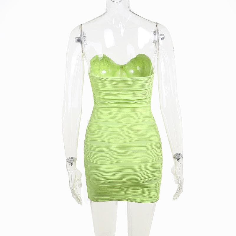 Strapless Sweetheart Neck Corset Boning Horizontal Ruched Bodycon Mini Dress 5