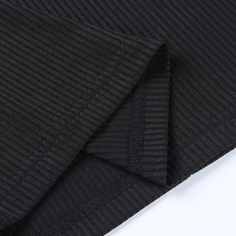 Ribbed Knit Off Shoulder Tube Thumbhole Sleeve Bodycon Maxi Dress 6