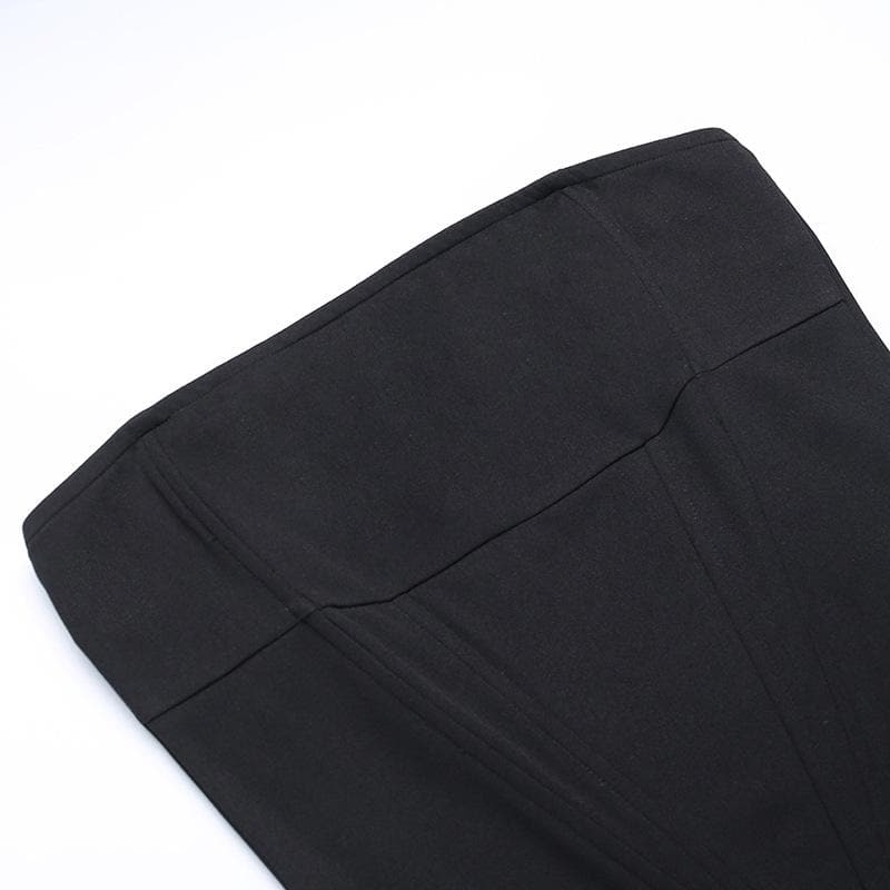 Strapless Glitter Knit Feather Trim Tube Midi Dress 5