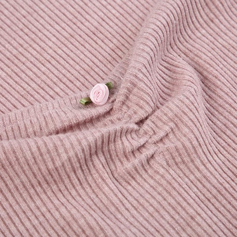 Sweetheart Neck Ribbed Knit Ruffle Shrug Long Sleeve Tube Mini Dress 6