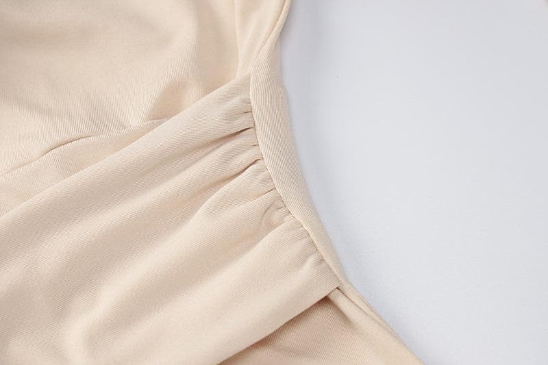 Deep V Neck Collar Tie Waist Long Sleeve Mini Dress 5