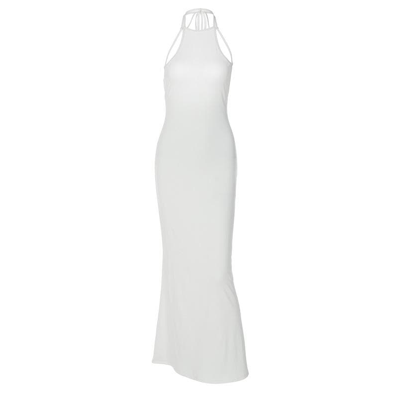 Halter Double Strap Shoulder Cutout Bodycon Maxi Dress 2