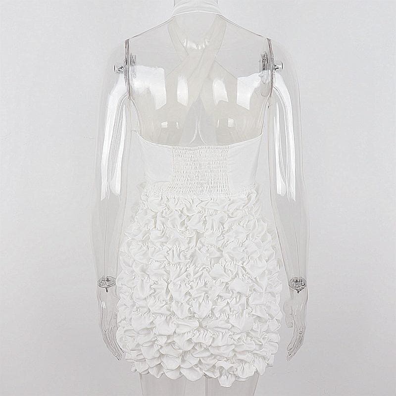 Crossover Halter Keyhole Cutout Tiered Ruffle Mini Dress 3