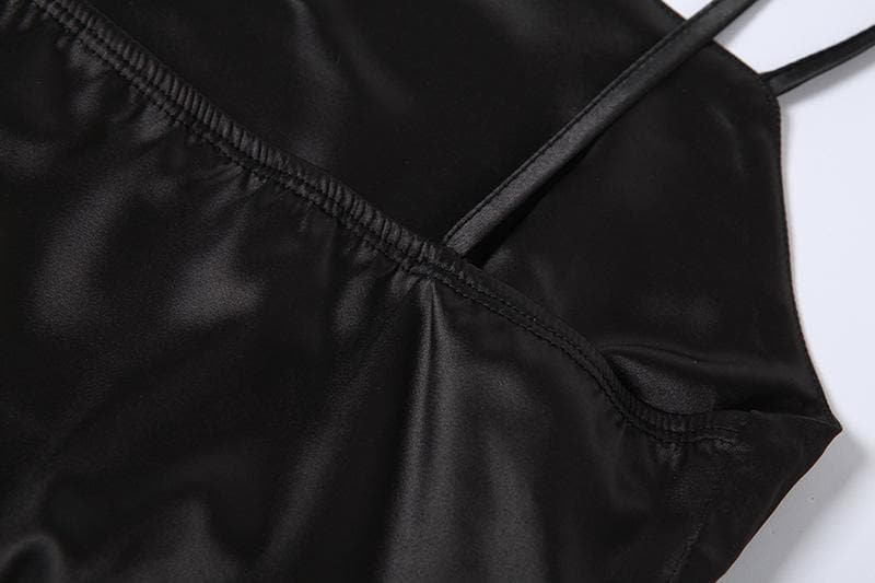 Satin Square Neck Side Ruched Drawstring Slit Bodycon Midi Dress 5