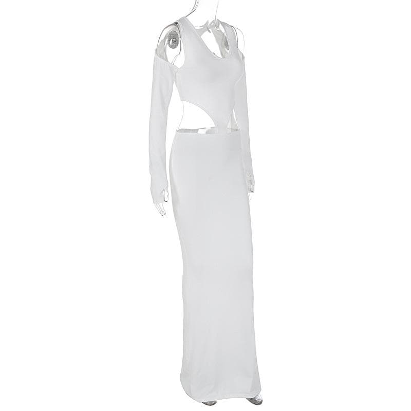 U-Neck Cutout Glove Sleeve Hollow Out Maxi Dress 8