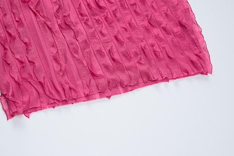 Halter Deep Plunge Vertical Ruffle Fringe Bodycon Mini Dress 7
