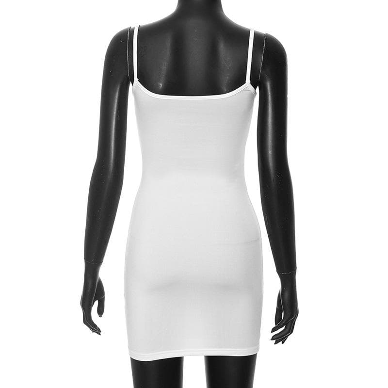 Letter Print Contrast Backless Cami Mini Dress 9