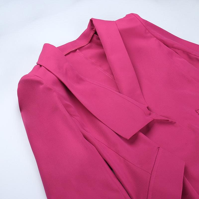 Shawl Collar Feather Trim Longline Blazer Coat 4