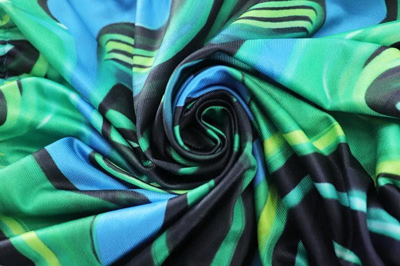 Halter V-Neck Abstract Swirl Print Side Drawstring Ruched Mini Dress 7