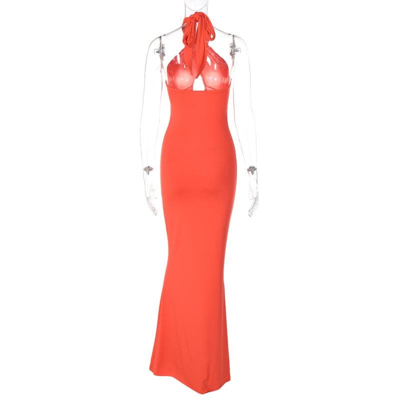 Cross Front Hollow Out Halter Backless Two-Way Maxi Dress 9