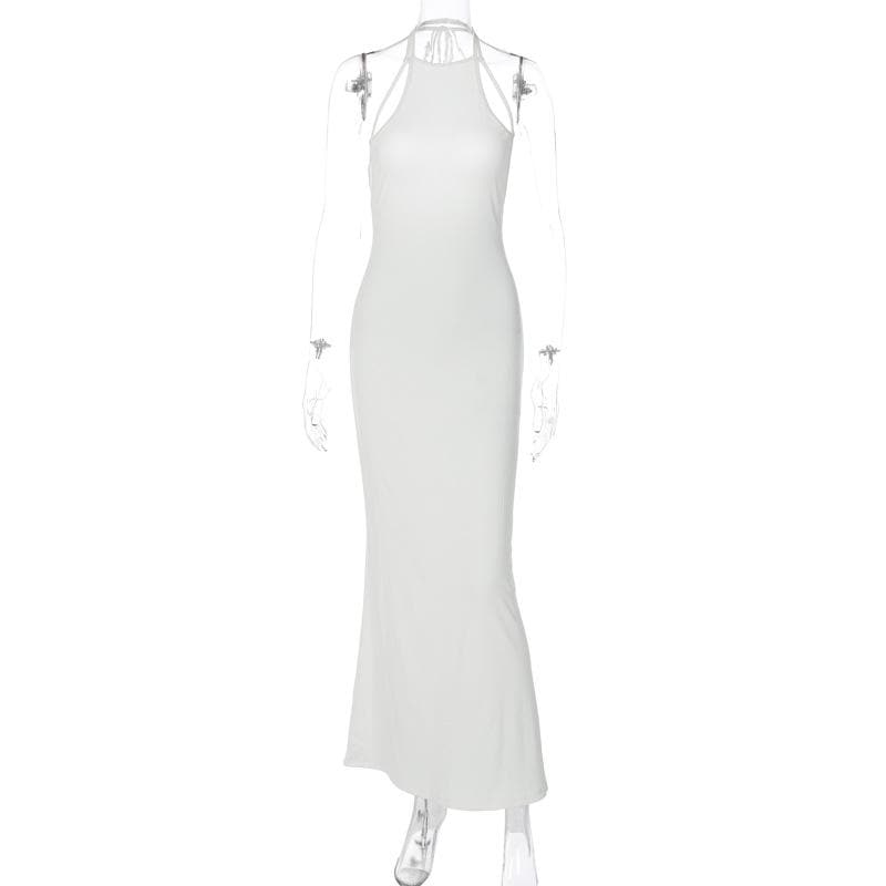 Halter Double Strap Shoulder Cutout Bodycon Maxi Dress 8