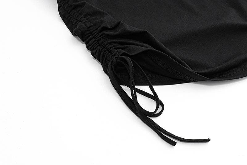 Halter Lace Up Chest Drawstring Side Ruched Arm Warmer Mini Dress Set 4