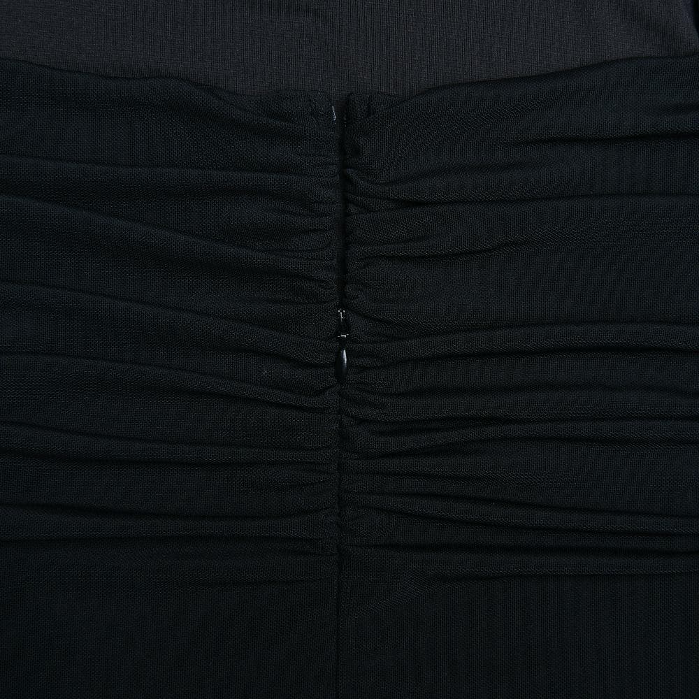 Zip Front Mesh Ruched Long Sleeve Backless Midi Dress 11