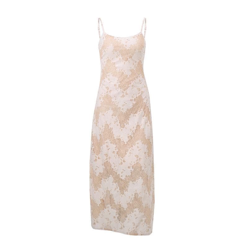 Floral Lace Open Back Ribbon Corset Lace Up Maxi Dress 9