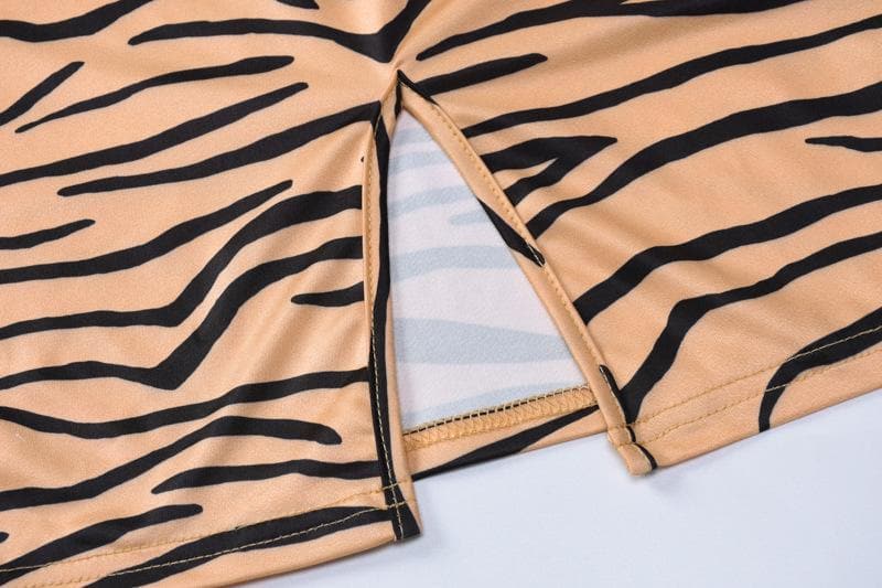 Zebra Print Spaghetti Strap Scoop Neck Bodycon Midi Dress 3