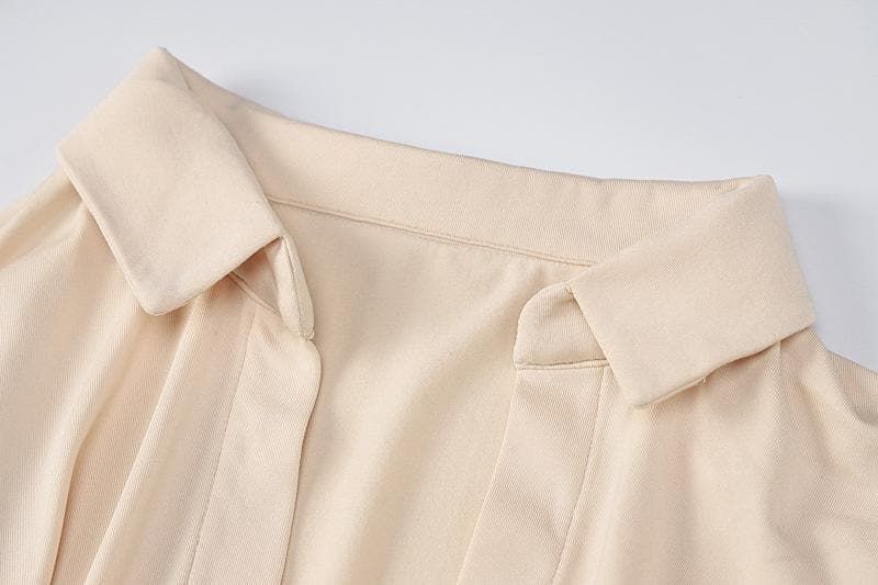 Deep V Neck Collar Tie Waist Long Sleeve Mini Dress 4