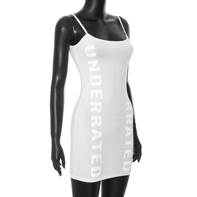 Letter Print Contrast Backless Cami Mini Dress 5