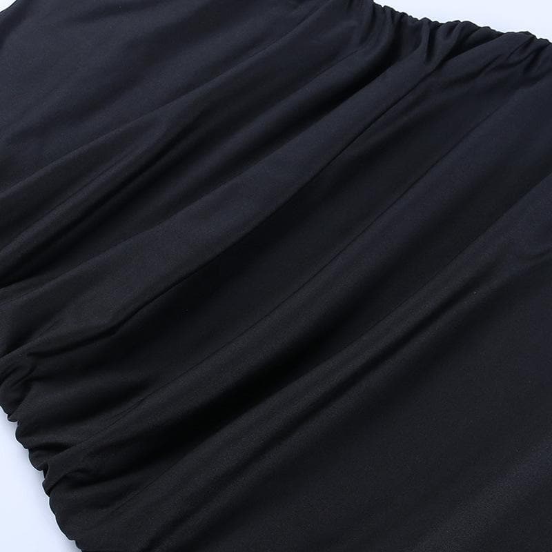 Halter Flower Applique Keyhole Ruched Side Slit Mini Dress 6