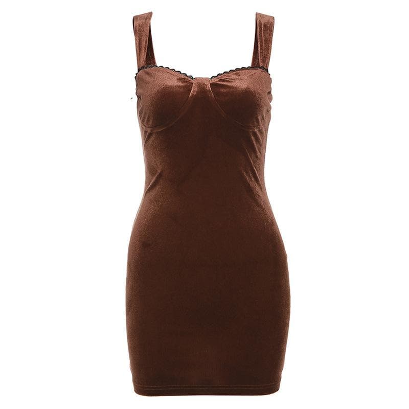 Velvet Sweetheart Neck Lace Trim Bustier Mini Dress 4