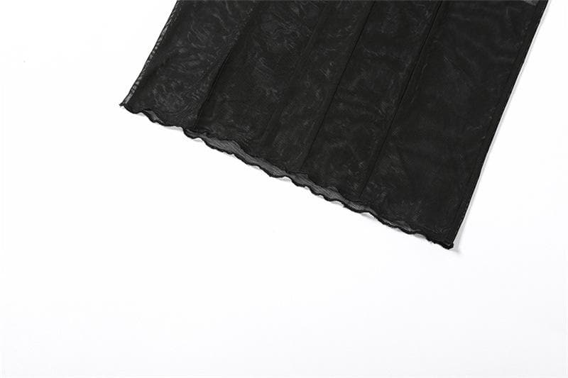 High Neck Vertical Panel Sheer Mesh Backless Maxi Dress 6