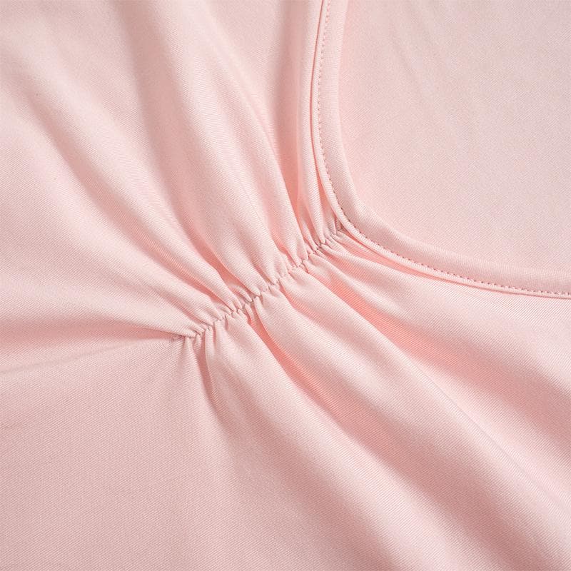 Deep V Ruched Glove Sleeve Ruffle Trim Mini Dress 5
