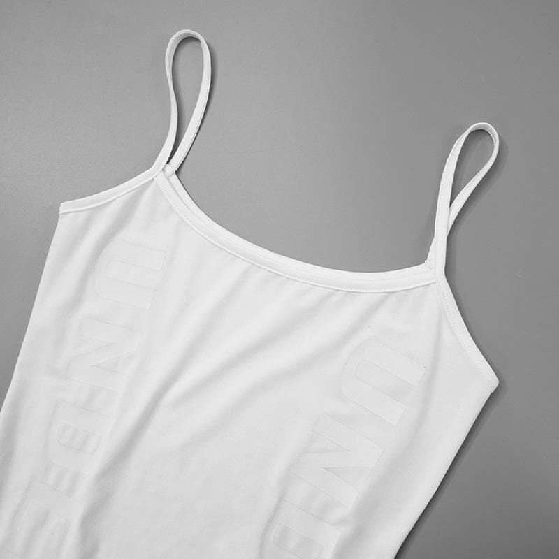 Letter Print Contrast Backless Cami Mini Dress 6