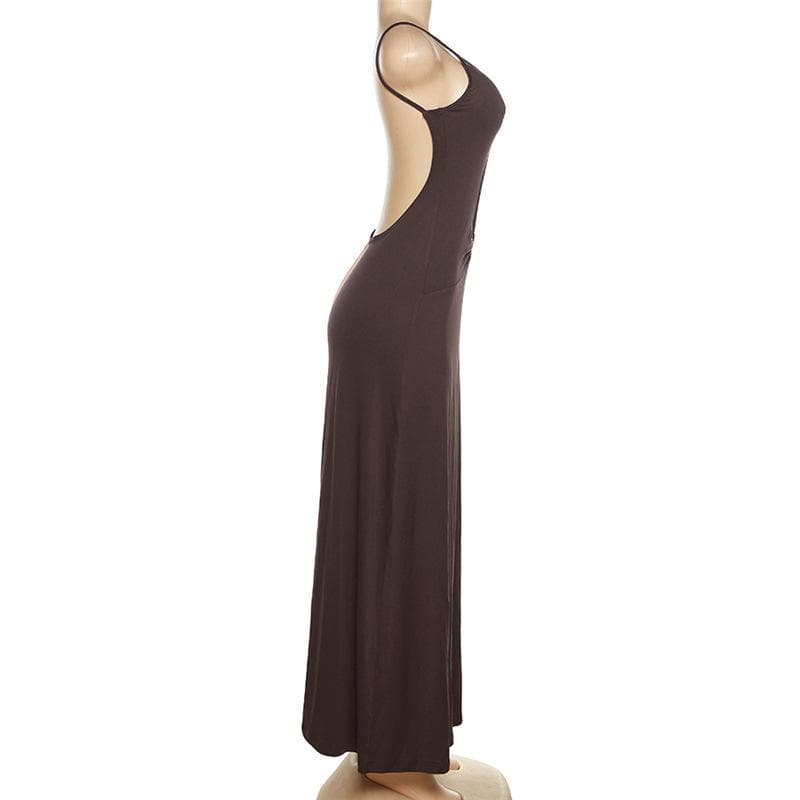 Sweetheart Neck Spaghetti Strap Center Cutout Gathered Waist Maxi Dress 7