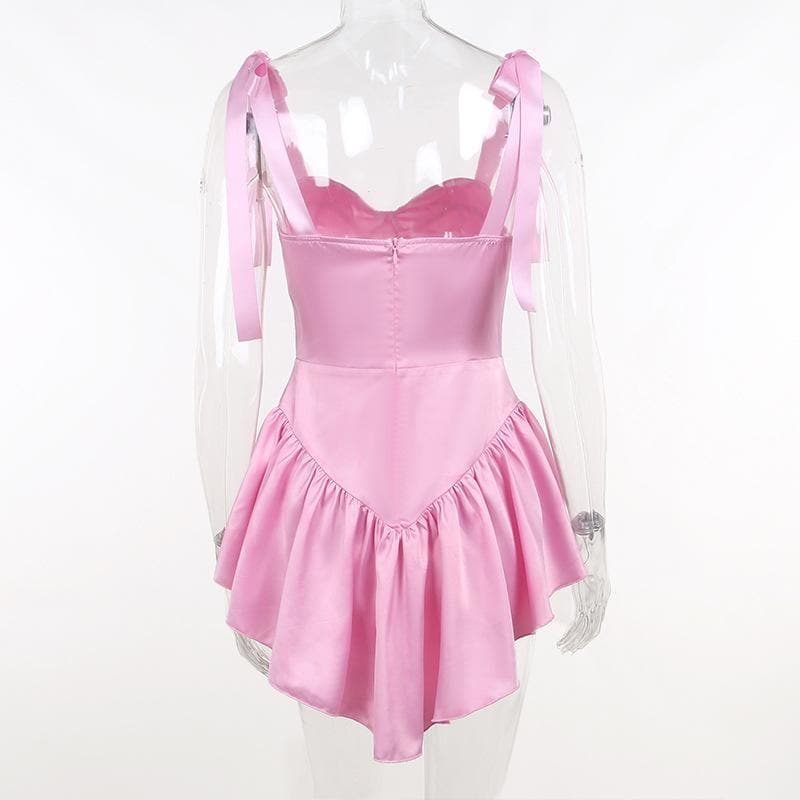 Sweetheart Neck Zip Front Corset Lace-Up Mini Dress 9