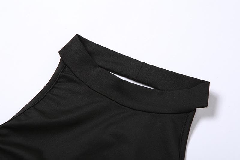 Halter Back Buckle Strap Open Back High Slit Bodycon Maxi Dress 5