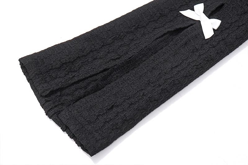 Deep V-Neck Halter Bow Sleeve Cutout Rib Knit Bodycon Mini Dress 7