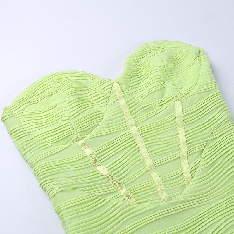 Strapless Sweetheart Neck Corset Boning Horizontal Ruched Bodycon Mini Dress 9