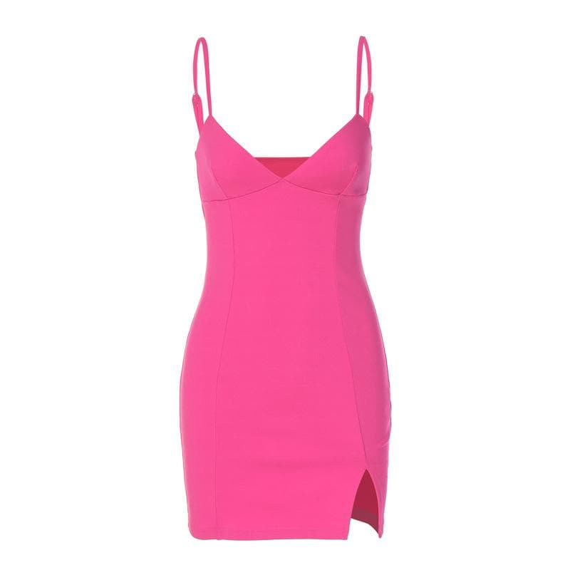 Deep V Bustier Spaghetti Strap Side Slit Bodycon Mini Dress 2