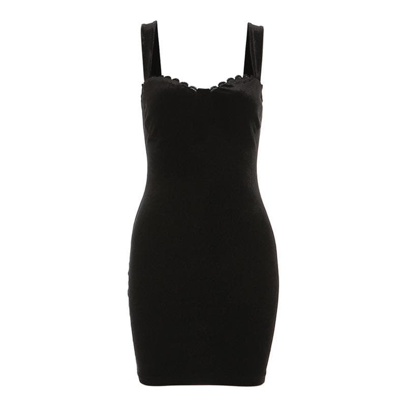 Velvet Sweetheart Neck Lace Trim Bustier Mini Dress 5