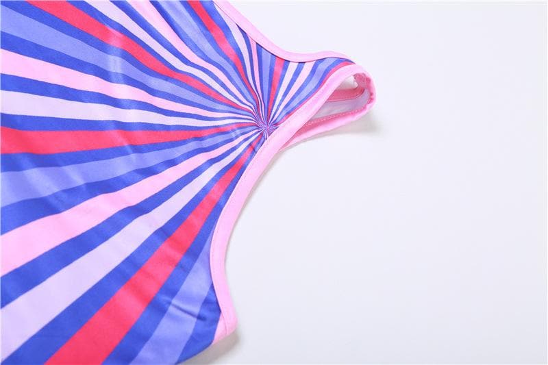 Sunburst Stripe Cut In Sleeveless Bodycon Maxi Dress 6
