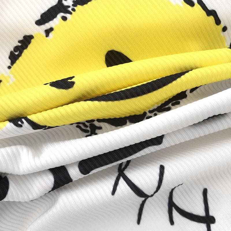 Smiley Face Graphic Print Hollow Out Sleeveless Mini Dress 5