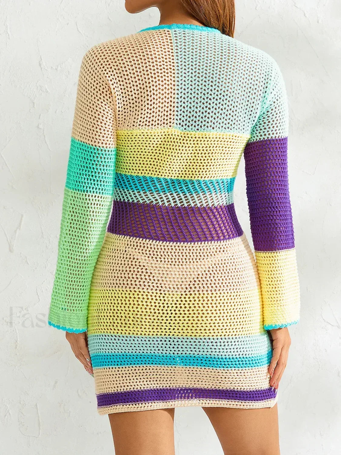 Knitted Cutout Stripe Mini Dress 6