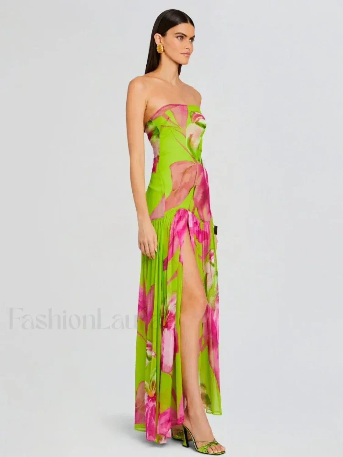 Mesh Slit Colorful Maxi Dress 6
