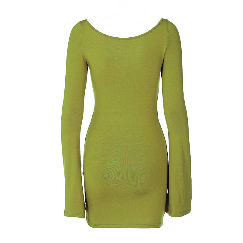 Sweetheart Neck Twist Front Bell Sleeve Bodycon Mini Dress 3