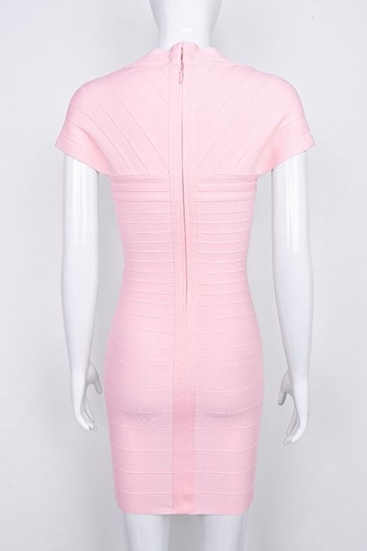 Dusty Pink Sweetheart Cap Sleeve Bandage Bodycon Mini Dress 10