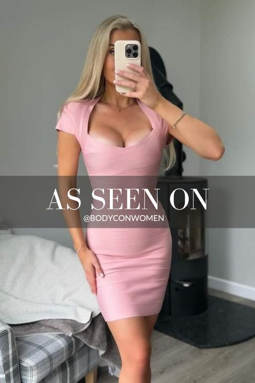 Dusty Pink Sweetheart Cap Sleeve Bandage Bodycon Mini Dress 12